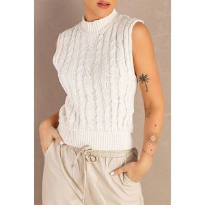 Azura Exchange  High Neck Cable Knit Sweater Vest